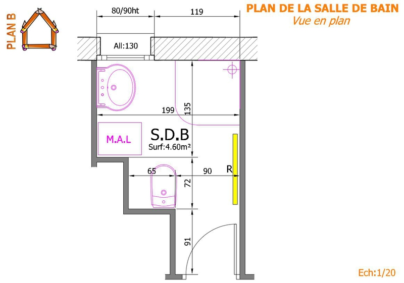 Vue en plan SDB