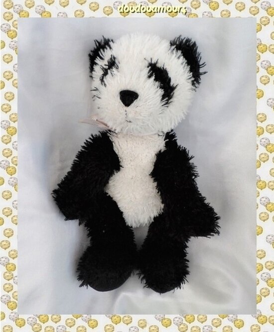 Doudou Peluche Panda Shining Stars Noir et Blanc Noeud Satin Russ Berrie