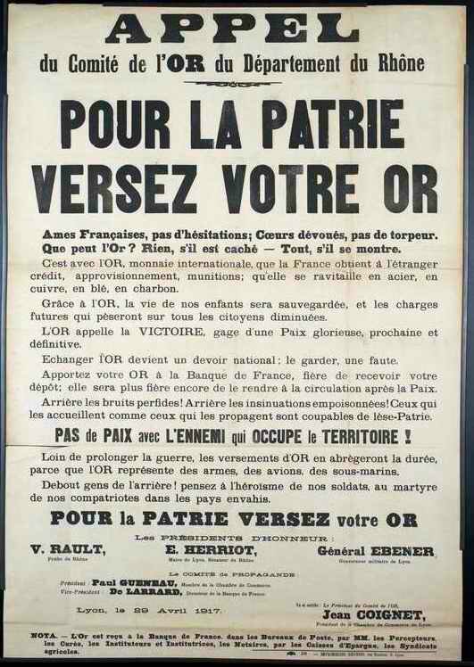 Pour la Patrie versez votre or