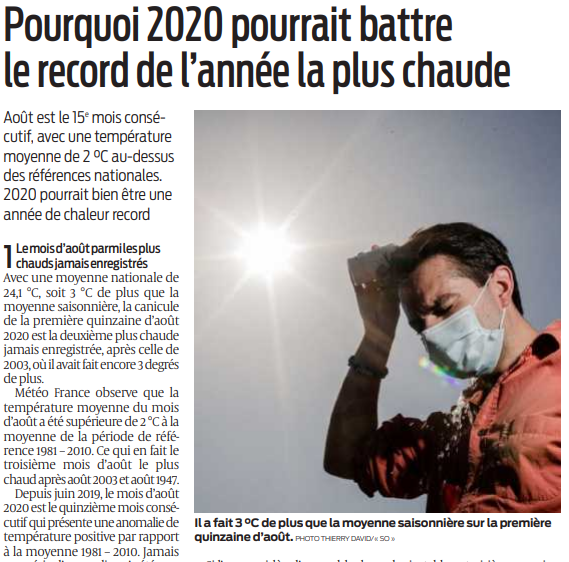 2020 09 04 SO Pourquoi 2020 pourrait battre le record de l'année la plus chaude