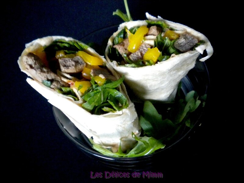 Wraps de bœuf, au poivron et à la roquette 5
