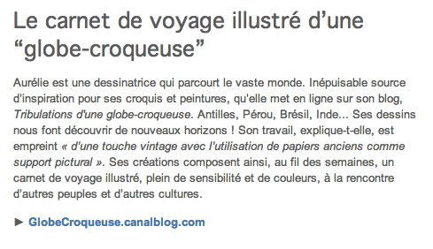 citation dans article _10 sites de voyages pour partir ou rêver_ sur le site _Voyages et Voyageurs_ (ouest France) par C