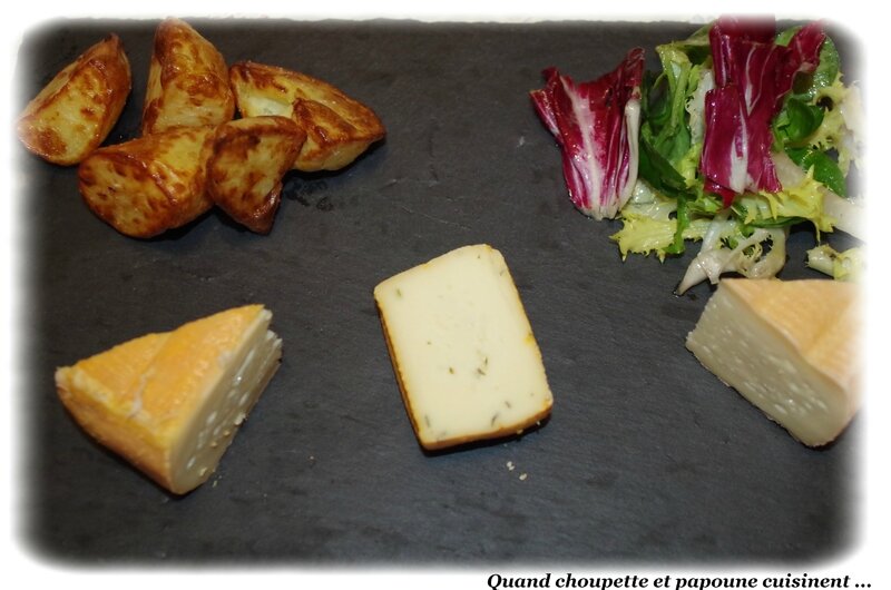 pommes de terre soufflées, salade verte et fromages-3750