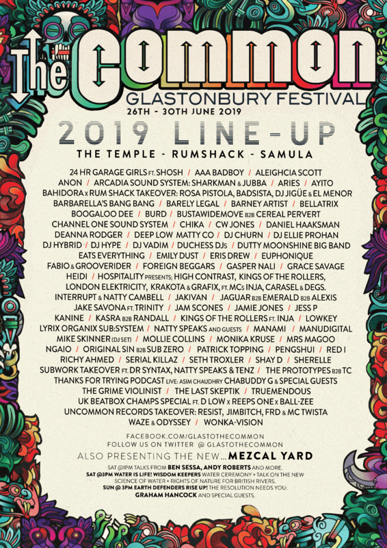 Glastonbury_festival_2019_The Common_line-up_programmation_poster_affiche