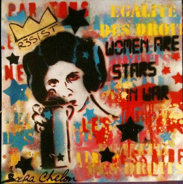 _Women are Stars_ Stencil et aérosol sur toile 2014