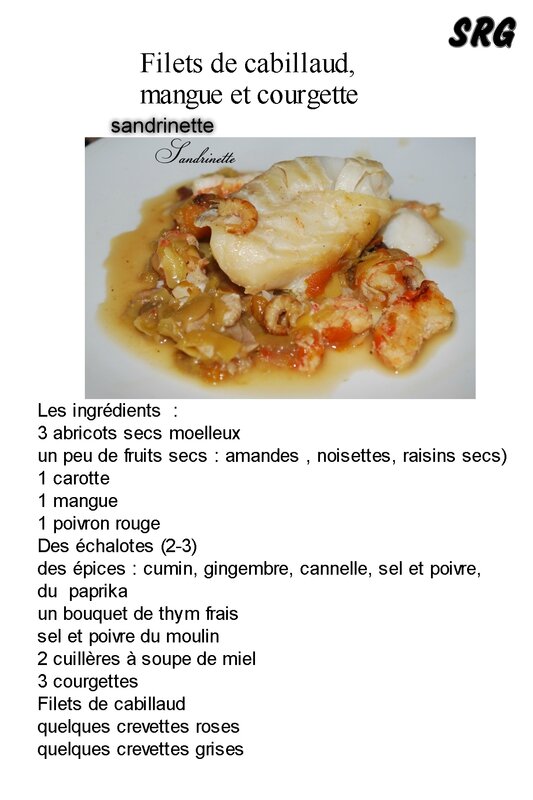 Filets de cabillaud, mangue et courgette (page 1)