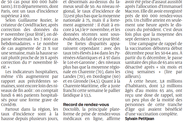2021 11 11 SO Les indicateurs se dégradent partout dans le Sud-Ouest2