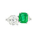 Platinum, <b>Emerald</b> and Diamond Ring