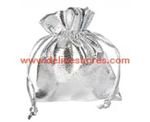 Bourse,-poche,-sachet-a-dragées-tissu-brillant-brillant-argent-et lacet-silver gift pouch bag