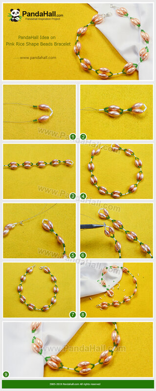 2-PandaHall Idea on Pink Rice Shape Beads Bracelet
