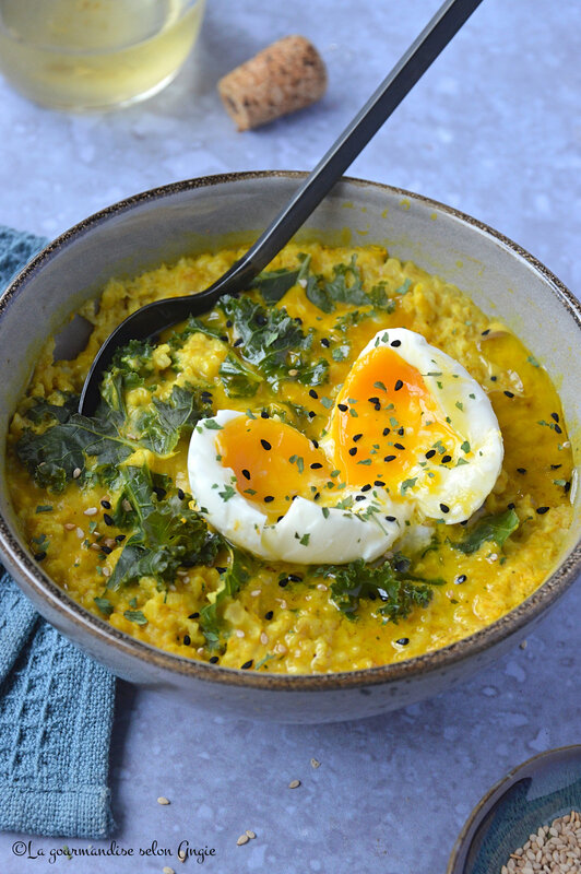 golden porridge sans gluten kale miso oeuf mollet vapeur (1)