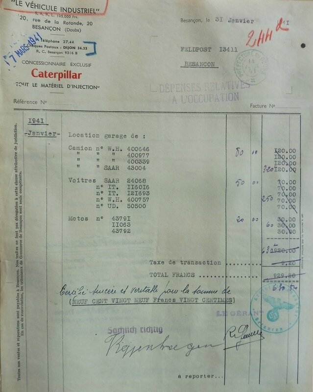véhicule indus facture 1941