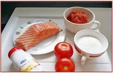 saumon cuisson gros sel, duo de tomates2