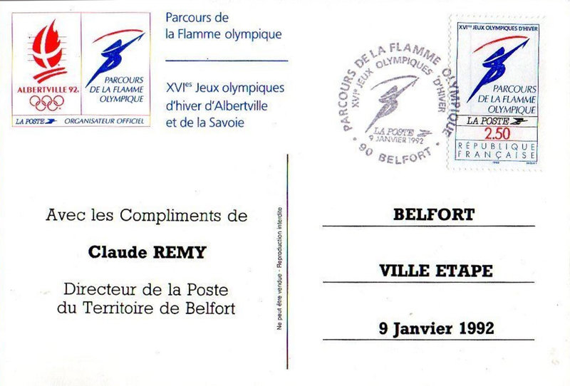 1992 01 09 Belfort CPM JO Parcours Flamme Olympique C Rémy V