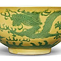 A green <b>and</b> yellow 'dragon' bowl, <b>Guangxu</b> <b>mark</b> <b>and</b> <b>period</b> (1875-1908)