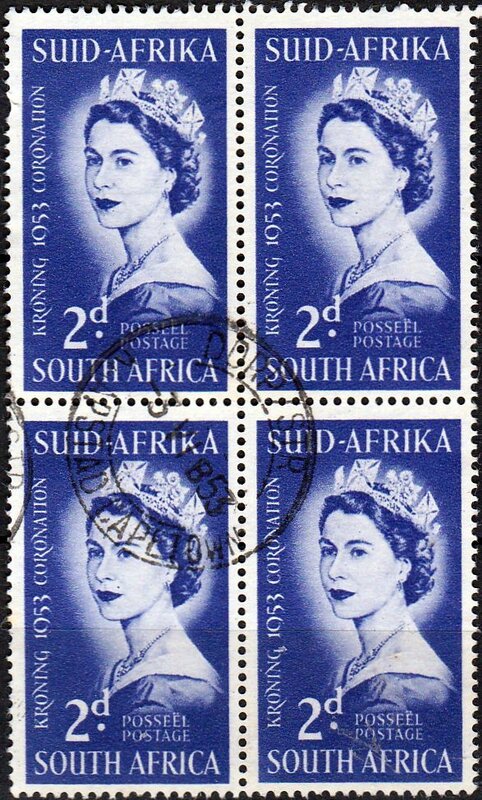 south-africa-queen-elizabeth-ii-1953-coronation-fine-used-block-of-4-53193-p