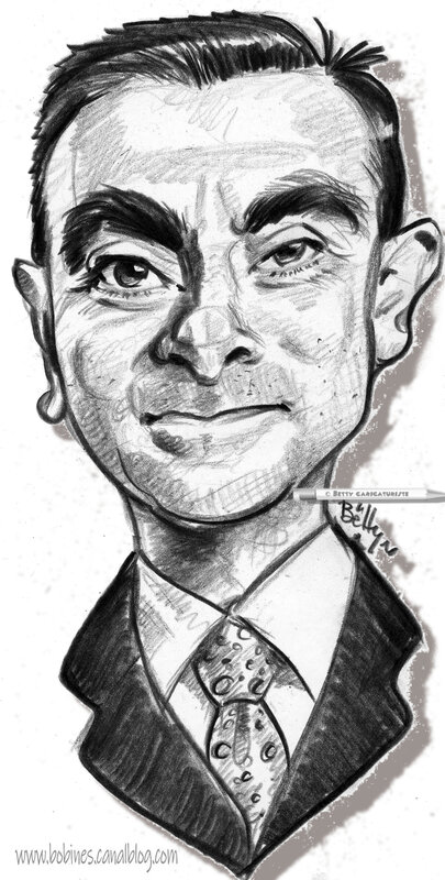 caricature de Carlos Ghosn ancien patron de renault automobiles France