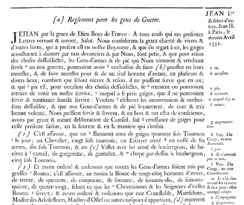 ordonnance gens de guerre 1351