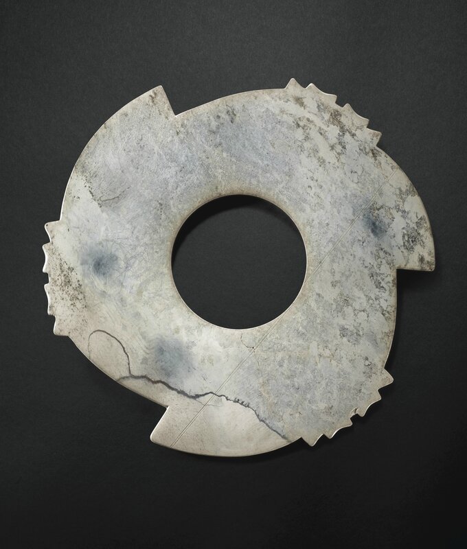 An exceptional jade notched disc, xuanji, late Neolithic period to Shang dynasty