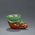 A sancai-glazed '<b>phoenix</b>' rhyton, Tang dynasty (618-907)
