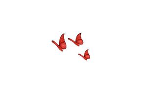 3 papillons rouge