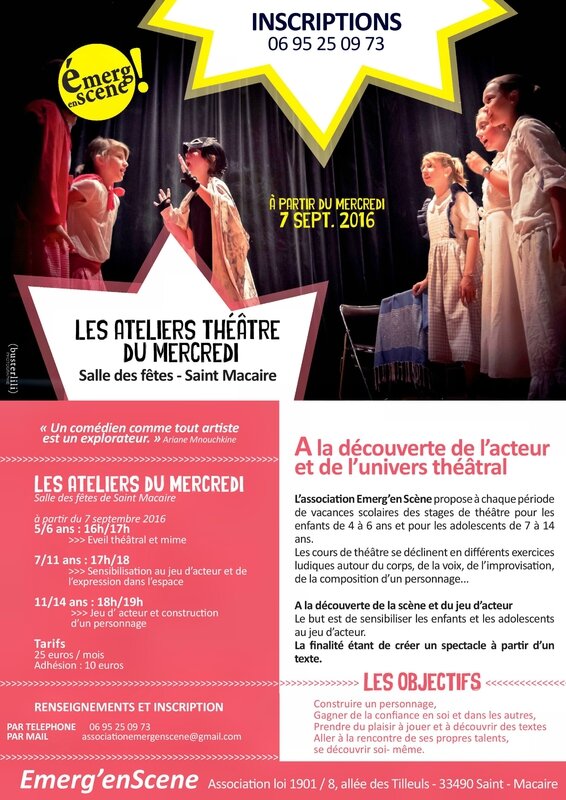 Emerg enScene Sept 2016 Ateliers théâtre