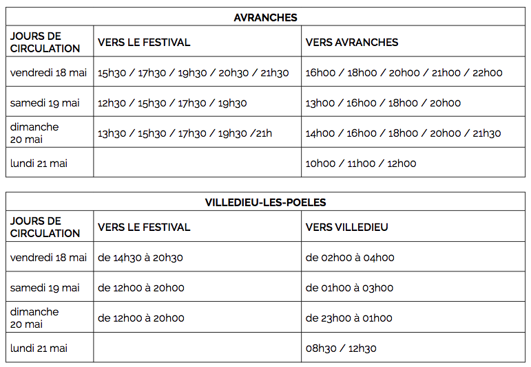 festival-Papillons de nuit-2018-P2N-navettes-horaires-Avranches-Villedieu