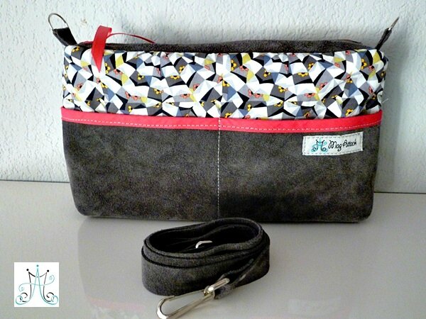 Mag Attack - organiseur + sac - cuir gris et Poppy (1)