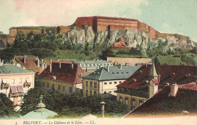 CPA Belfort Château et Lion Couleur