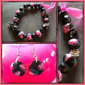 rose noire et fuschia boucle