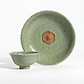 A 'Longquan' celadon <b>cup</b> <b>and</b> <b>saucer</b>, Yuan dynasty (1279-1368)