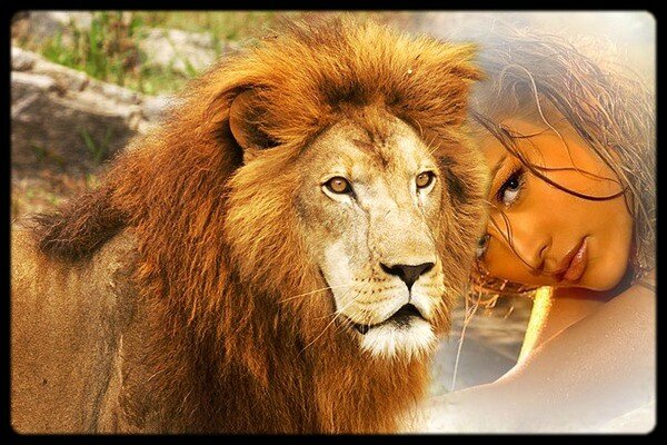 femme et lion