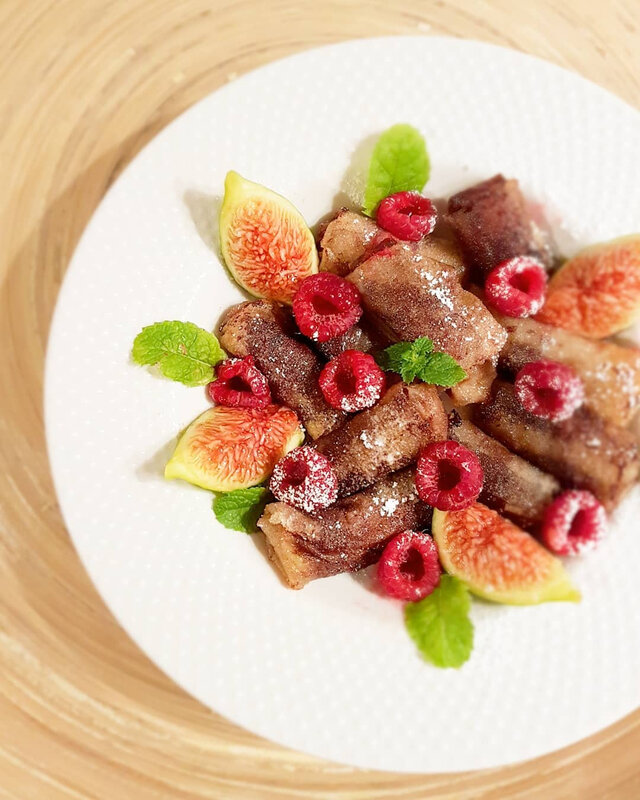 chez cathytutu cyril lignac tous encuisine nems chocolat banane mini figue framboise trop bon facile rapide friture huile d epepins de raisin huilerie beaujolaise