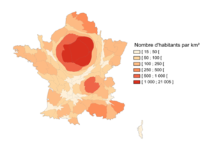 Carte anamorphose densités France