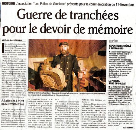 article Vaucluse matin du novembre 2011001