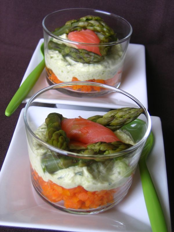 Verrines asperges et carottes