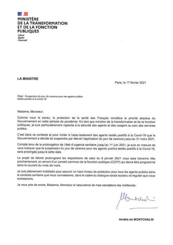 courrier ministre