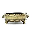 A bronze barrel-shaped incense burner, <b>Xuande</b> <b>six</b>-<b>character</b> <b>mark</b>, Ming Dynasty