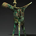 A rare bronze ritual tripod wine vessel, jue, Mid-Western Zhou dynasty, <b>10th</b>-<b>9th</b> <b>century</b> <b>BC</b>
