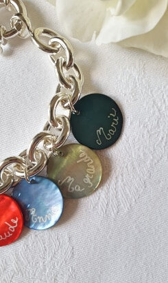 Bracelet personnalisé sur chaîne argent massif grosse maille ovale détails 2