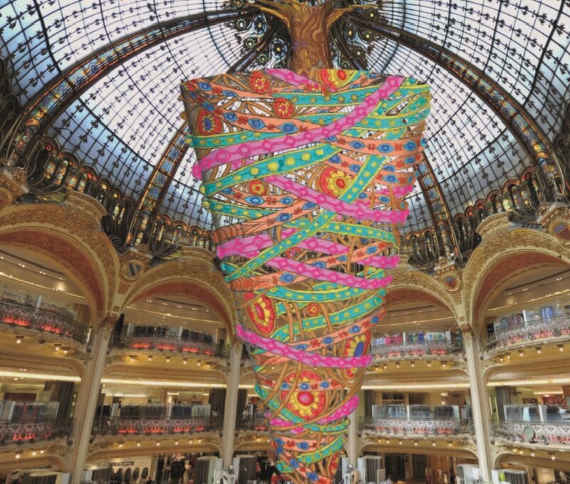 galeries_lafayette_Noel_2014_sapin_renverse