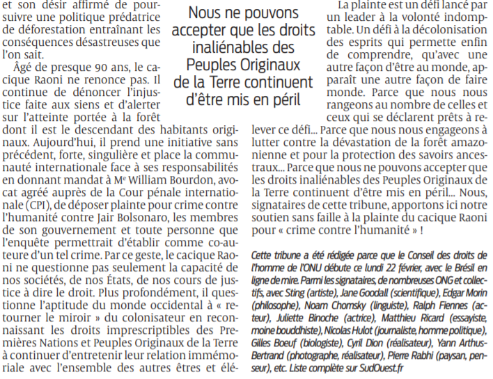 2021 02 22 SO Le défi du chef Raoni face au crime contre l'humanité2