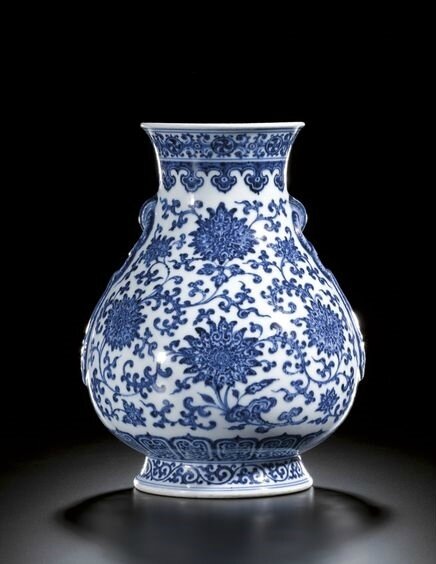 A rare blue and white vase, hu, mark and period of Yongzheng (1723-1735)