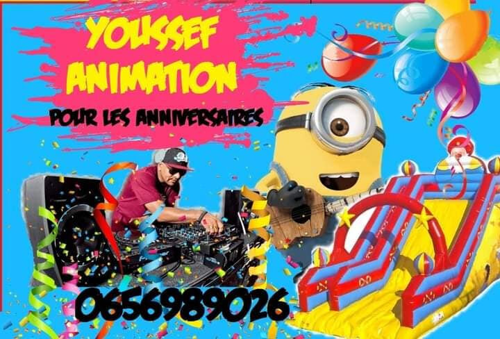 Allo Youssef : 06 56 98 90 26</p>
<p>Animation des anniversaires décoration ,</p>
<p>Barbe a de papa , pop corne maquillage Maquilleuse ,</p>
<p>Animateur animatrice DJ , sonorisation ,jeux de Lumière</p>
<p>,Dj animation Eclairage ( Mariage, anniversaires ,</p>
<p>soirée Animation et 