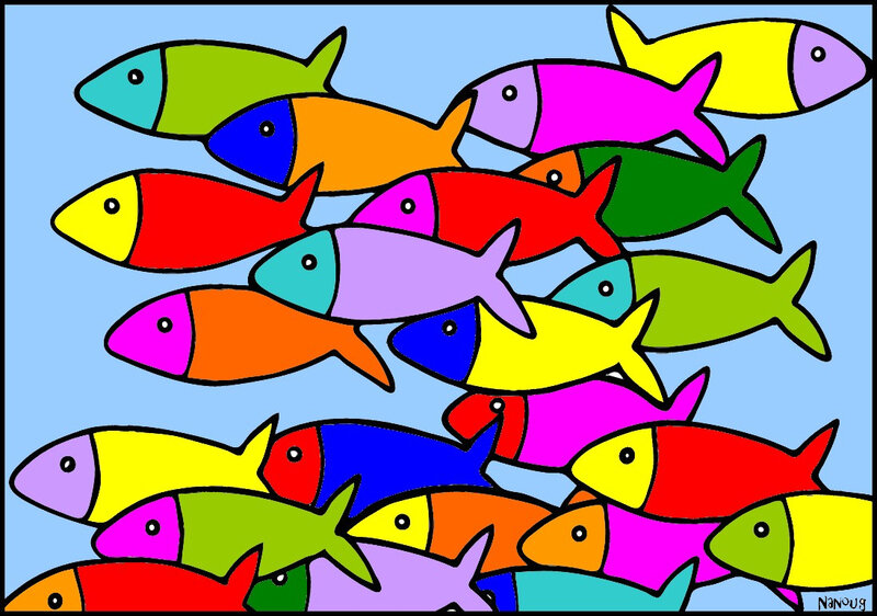 poissons CADRE TOUS DIFFERENTS