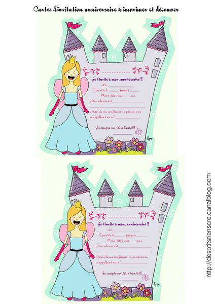 cartes d'invitation anniversaire princesse à imprimer2 copie