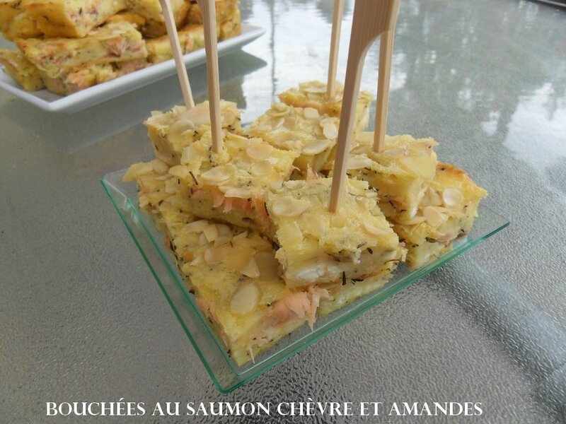 bouchées au saumon chèvre et amandes