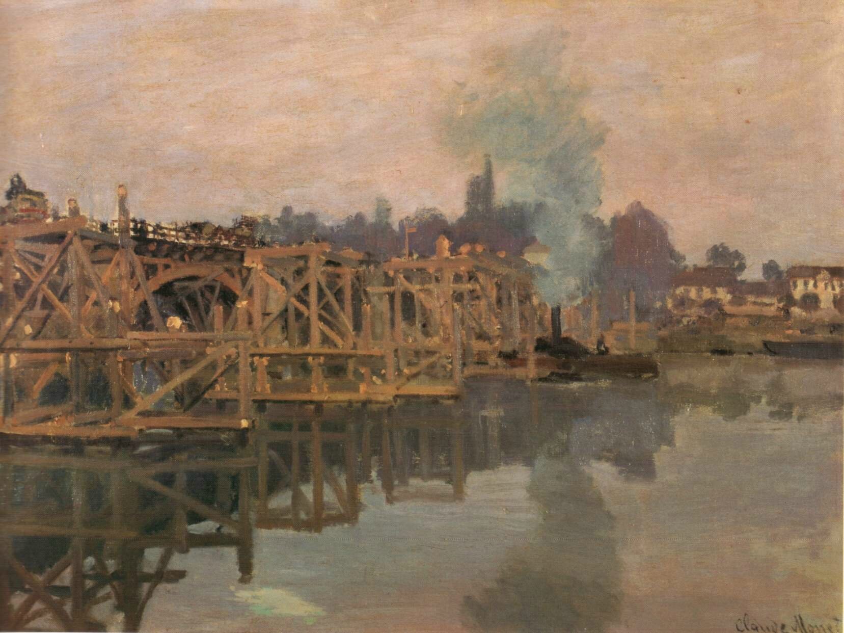 Monet, pont d'Argenteuil en réparation