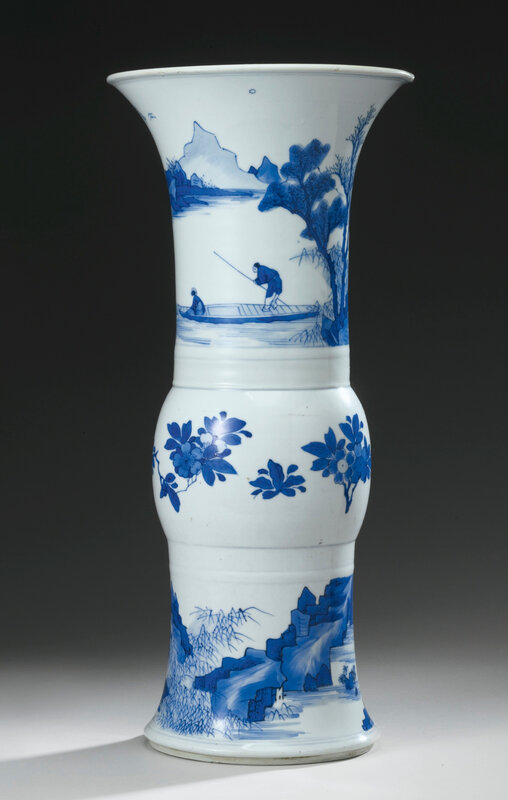 A Blue And White Beaker Vase (Gu), Qing Dynasty, Kangxi Period (1662-1722)