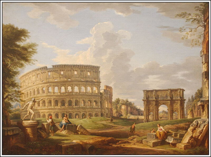 Giovanni Paolo Pannini - vue du colysée et de l'arc de Constantin (1742)